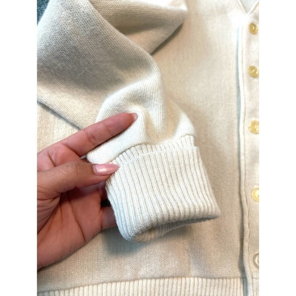 VTG Jantzen 60's Knit Wool Blend Cardigan Sweater USA Unisex Cream White M - Picture 6 of 11